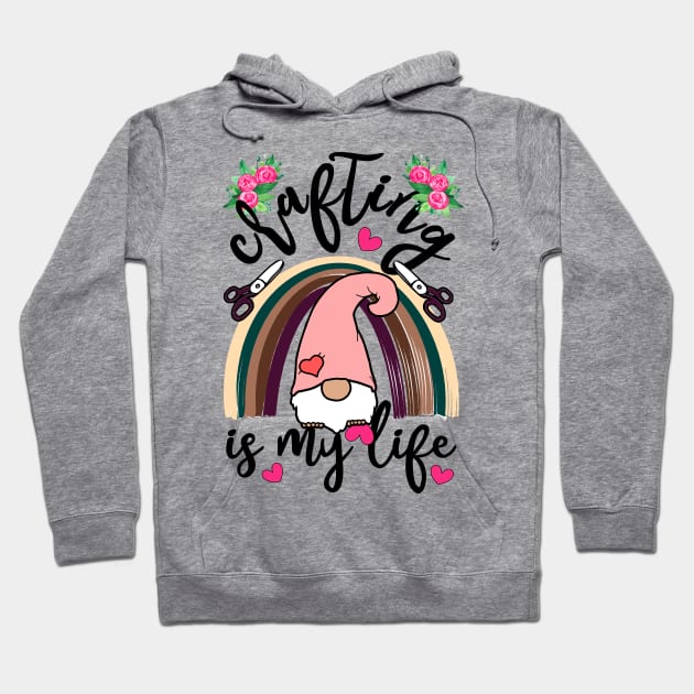 Crafting Makes Everything Better Crafting Is My Life Gnome Rainbow and Scissors Hoodie by alcoshirts